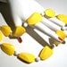 A Lovely Mod Bright Mustard Yellow White Celluloid Beaded Bauble Necklace