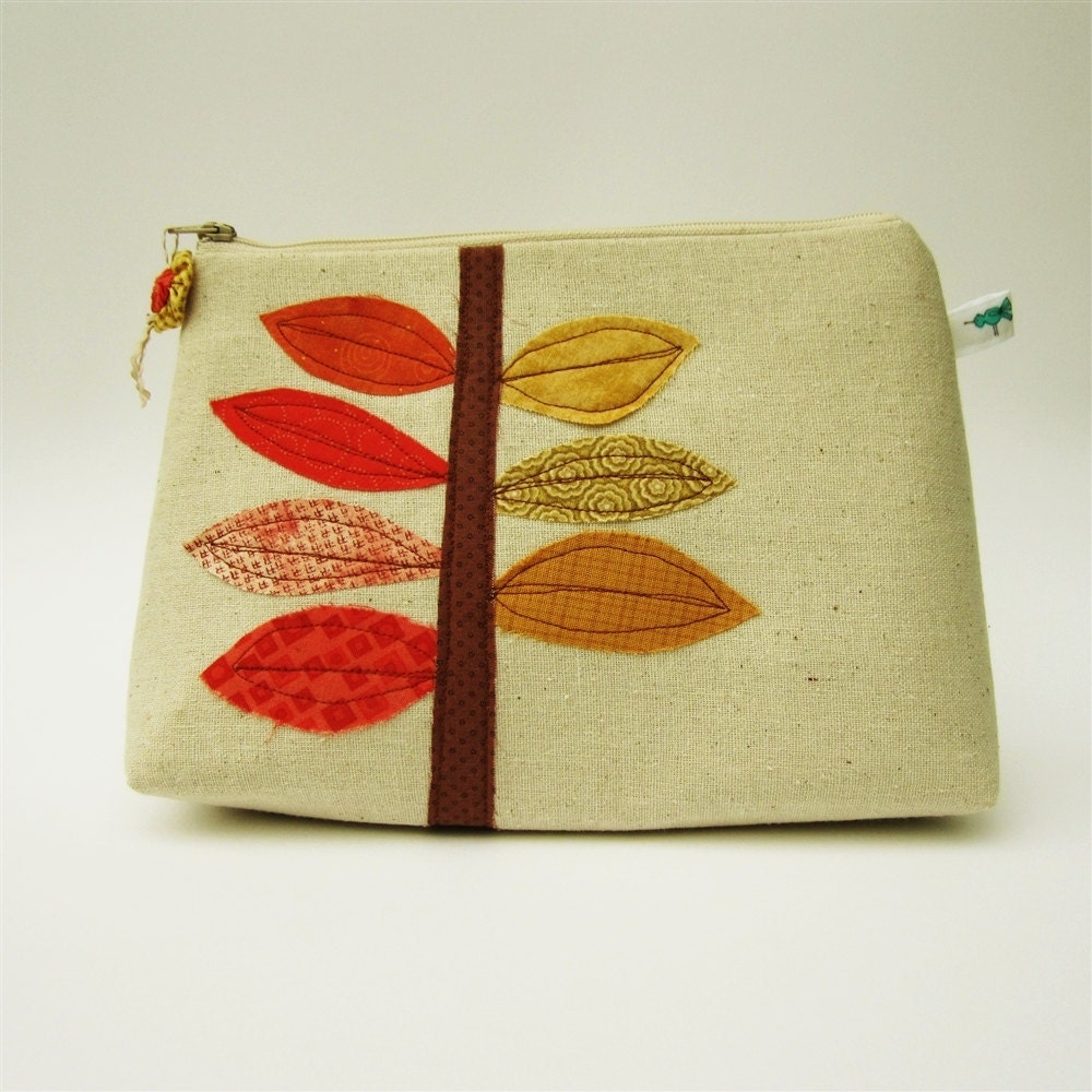 RESERVED for LINDSEY christmas in july 50% off, autumn clutch, modern orange yellow leaf design, burlap, fall fashion, one of a kind purse