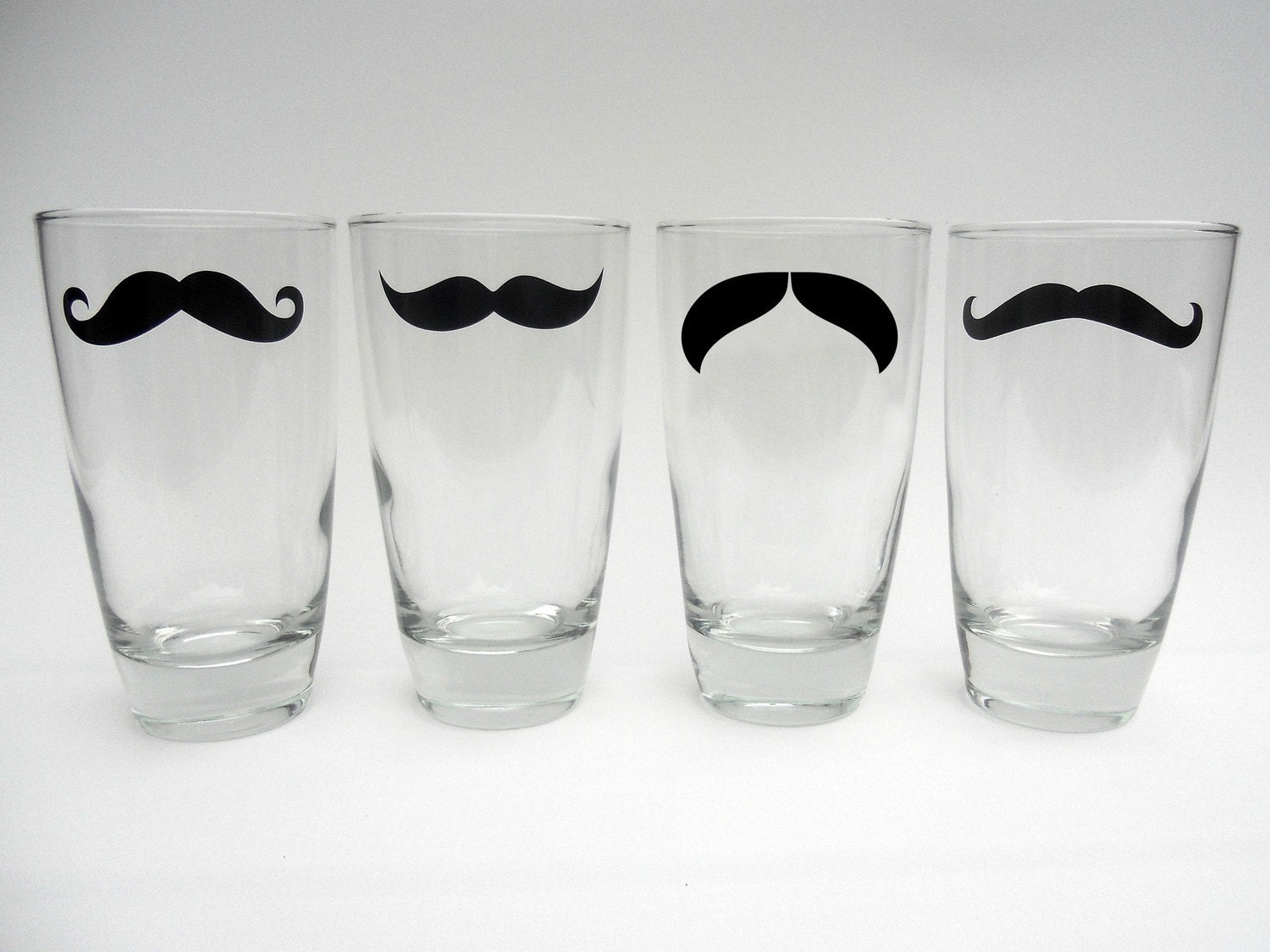 Moustache Water Glasses - Variety of Colors and Styles (set of 4)
