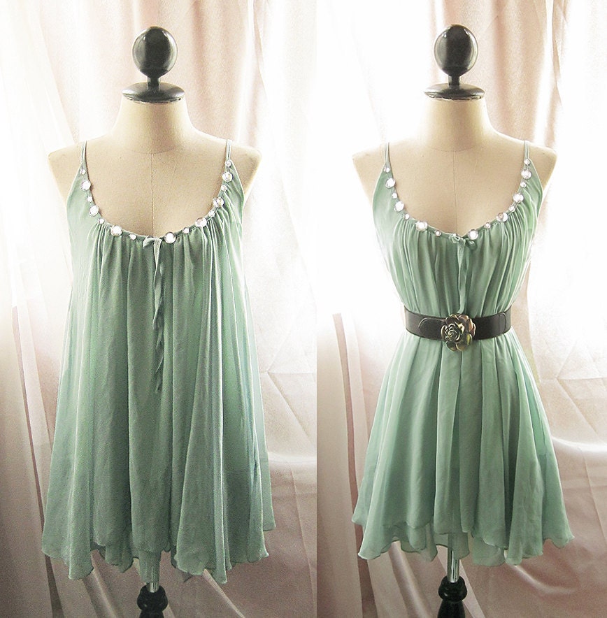 Secret Garden Chiffon Green Dress Autumn Vineyard Elves Morning Dew Forest Chantilly Pistachio Green Romantic Dreamy Flowy Dressss
