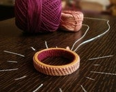 Crochet Wood Pendant - Pink and Dark Purple - Handmade Pendant By The Spotless Loop - One of a kind piece