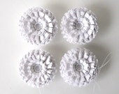 Hanging Paper Flowers, Set of Four - Pew Decorations, Bridal, Floral, Simple, Simplistic, Small, Little, Pretty, White, Minimal, Minimalist