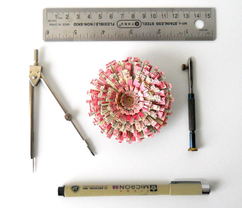 Magnet, Vintage Paper, Handmade Flower - Pink, Pretty, Writing, Text, Antique Paper, Feminine, For Her, Lovely, Cute