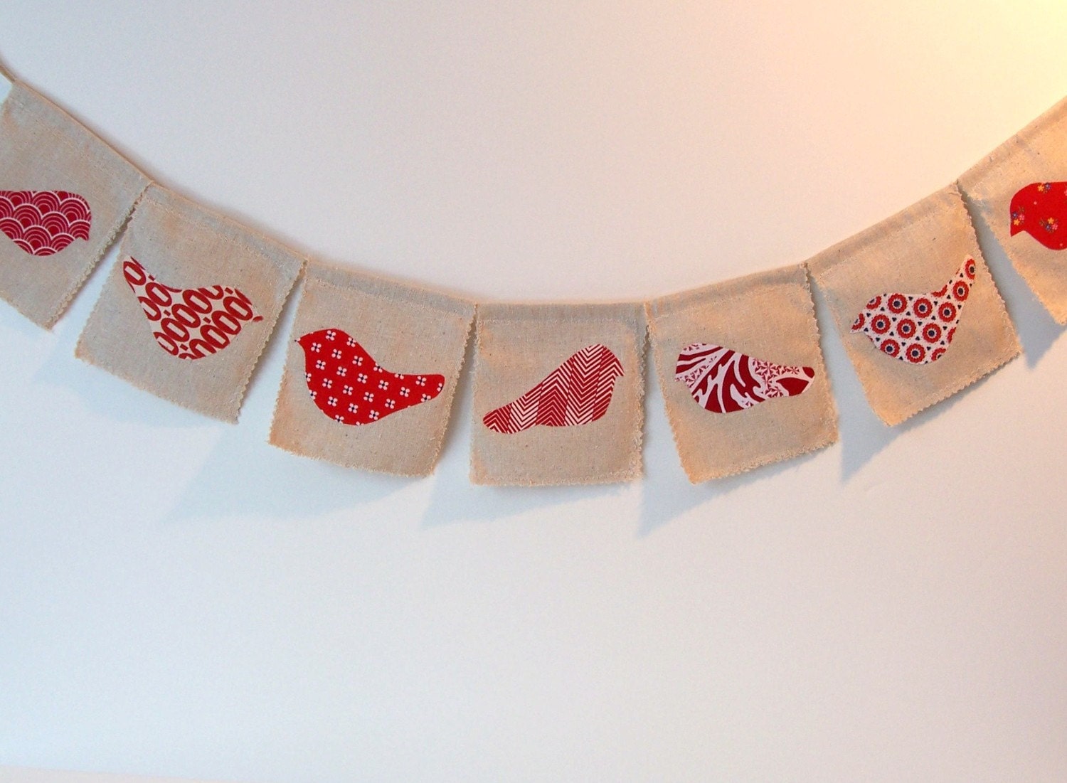 Red Birds Handmade Fabric Bunting Prayer Flags Wall Flags Home Decor Wall Decor Wall Hanging