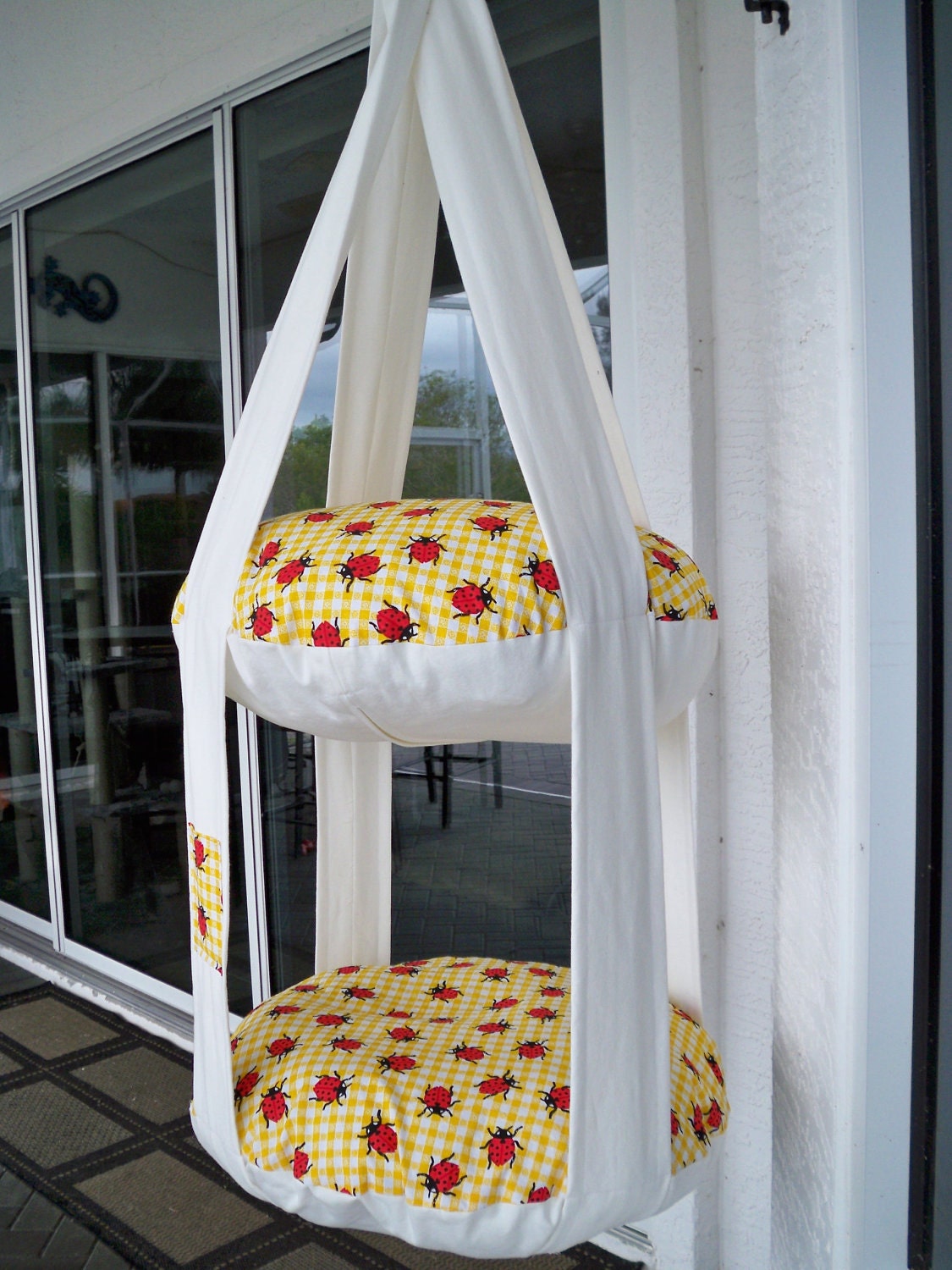 Lady Bug Fly Away Double Cat Bed, Kitty Cloud, Hanging Cat Bed