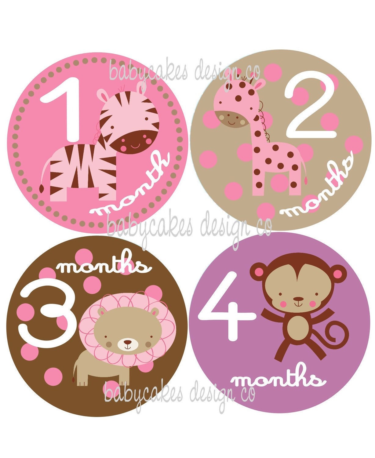 Monthly Onesie Stickers... Girly Safari...Fast Shipping...original seller