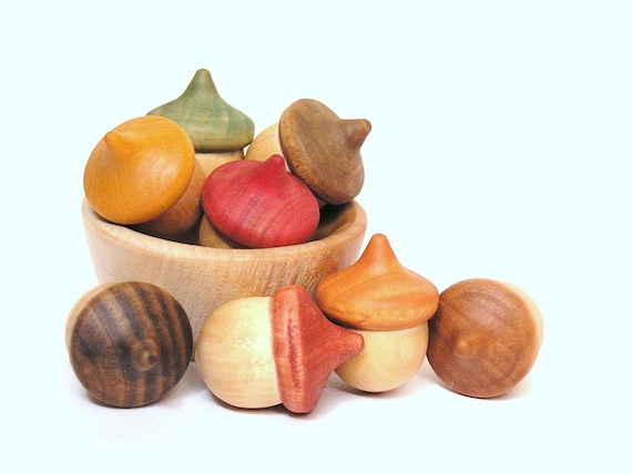Wooden -Waldorf- Kids -Toy-Waldorf Natural Wood Toy- Autumn Acorns- Seasonal Education Fun- Featured on Etsy Front Page