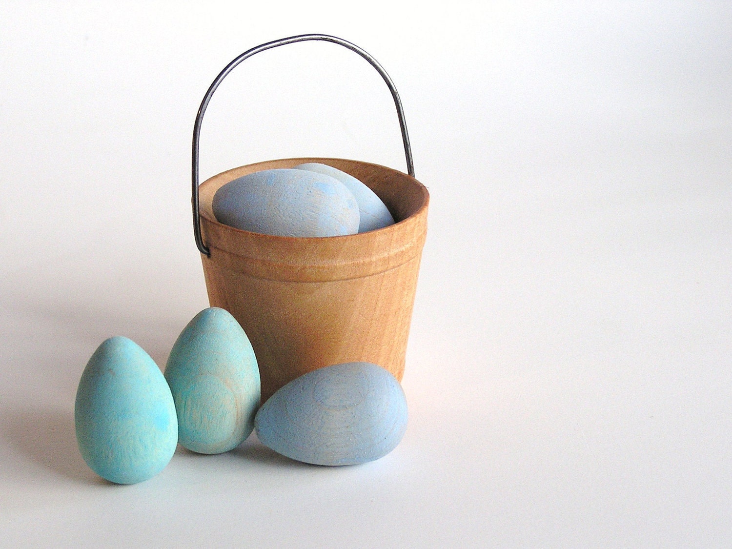Natural Wood Toy- Robins Eggs- Easter Basket- Waldorf- Montessori- Nature Table- Pretend Kitchen Front Page Find