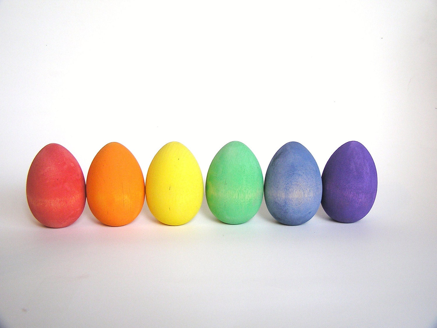 Wood Toy- RAINBOW Easter Eggs- Waldorf- Montessori- Nature Table- Pretend Kitchen