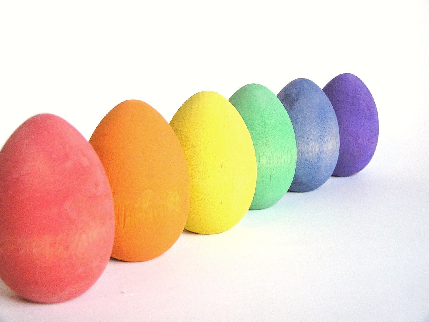 Wood Toy- RAINBOW Easter Eggs- Waldorf- Montessori- Nature Table- Pretend Kitchen