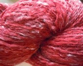 Strawberries and Cream, Handspun Alpaca Wool Blend, Celebrate RED
