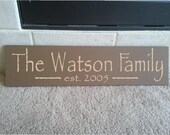 Beautiful 6x24 wooden board sign with Personalized family last name, and est date..