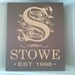 Beautiful Personalized monogram with custom family last name and est date 10x12 wooden board sign...