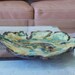 Ceramic Art Tray Irregular Shape Flowing Abstract Colors Organic Rustic Plate
