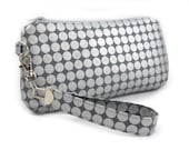 Silver Mirror Ball Dot - Zipper Clutch with Wristlet