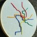 Washington DC Metro Map Embroidery Hoop Art. Hand Embroidered.