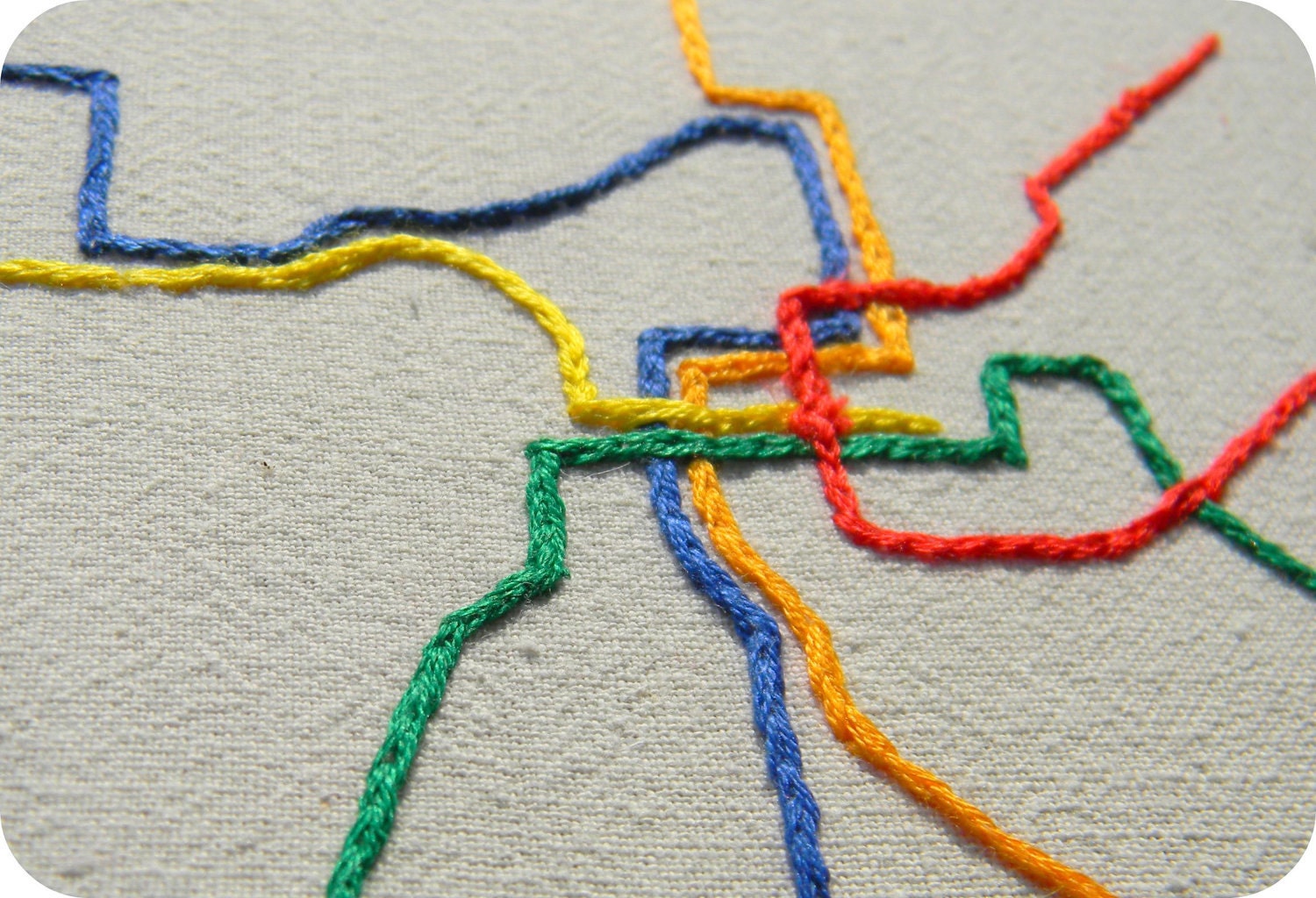 Washington DC Metro Map Embroidery Hoop Art. Hand Embroidered.