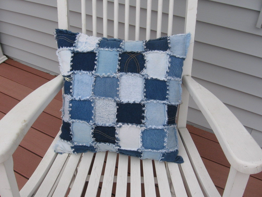 Denim Pillow Handmade Recycled Jeans