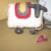Needle Felted Wool Sheep  Vintage Antique Wooden Spools Heart Pull JKB