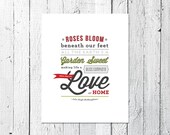 Typography Print, Art Print Verse, Inspirational Print // LOVE AT HOME // Gift Under 25