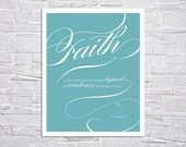 Scripture Art Print. Bible Verse, Typography Print // HEBREWS 11:1 FAITH // Gift Under 25
