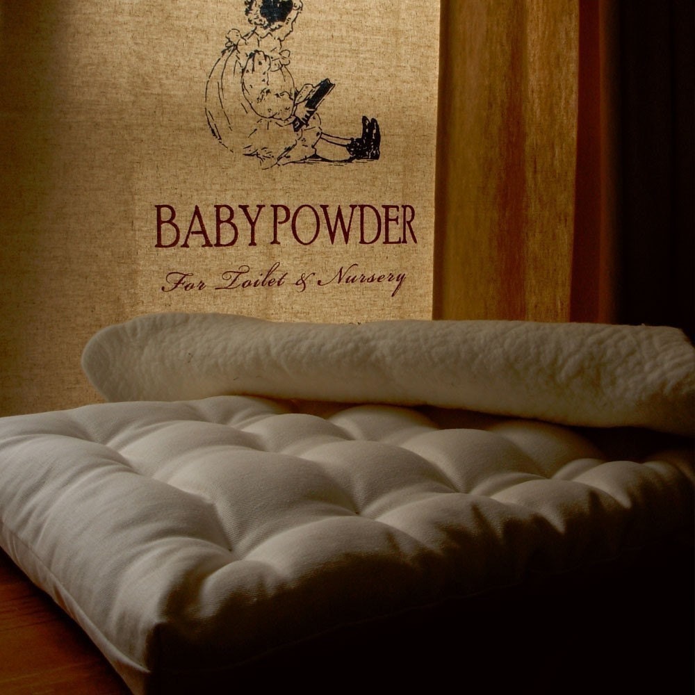 Organic Cradle Mattress Custom to fit with wool felted puddle pad