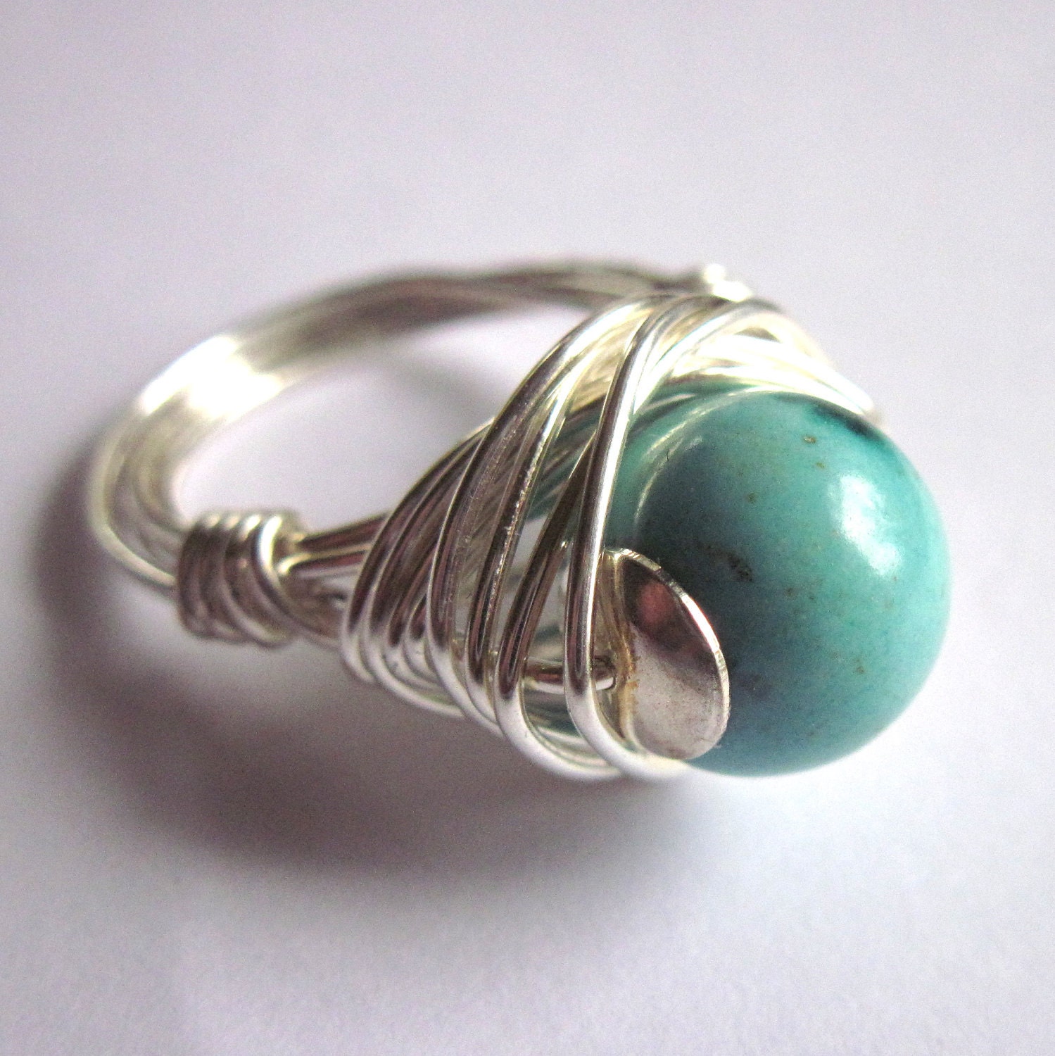 Wire Wrapped Ring Turquoise Unisex Fashion Jewelry