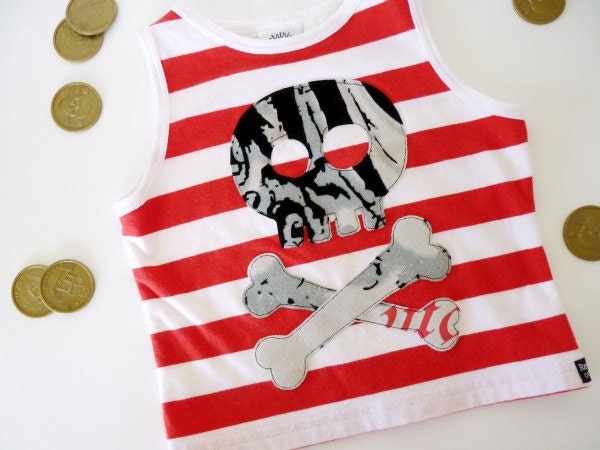 Pirate Tshirt Nautical Stripe Birthday Summer Clothing by TrashN2Tees