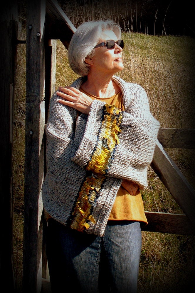 Wearable Art, Handknit Shrug, Sweater, Jacket, Ooak, Grey, Southwest, Inspired by Nature, FishBaySunsets, Layaway Plan, Free US Shipping