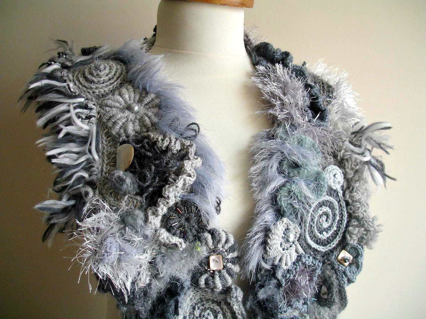 Freeform, Fiberart Crochet Capelet,  By CrochetLab, wearableart