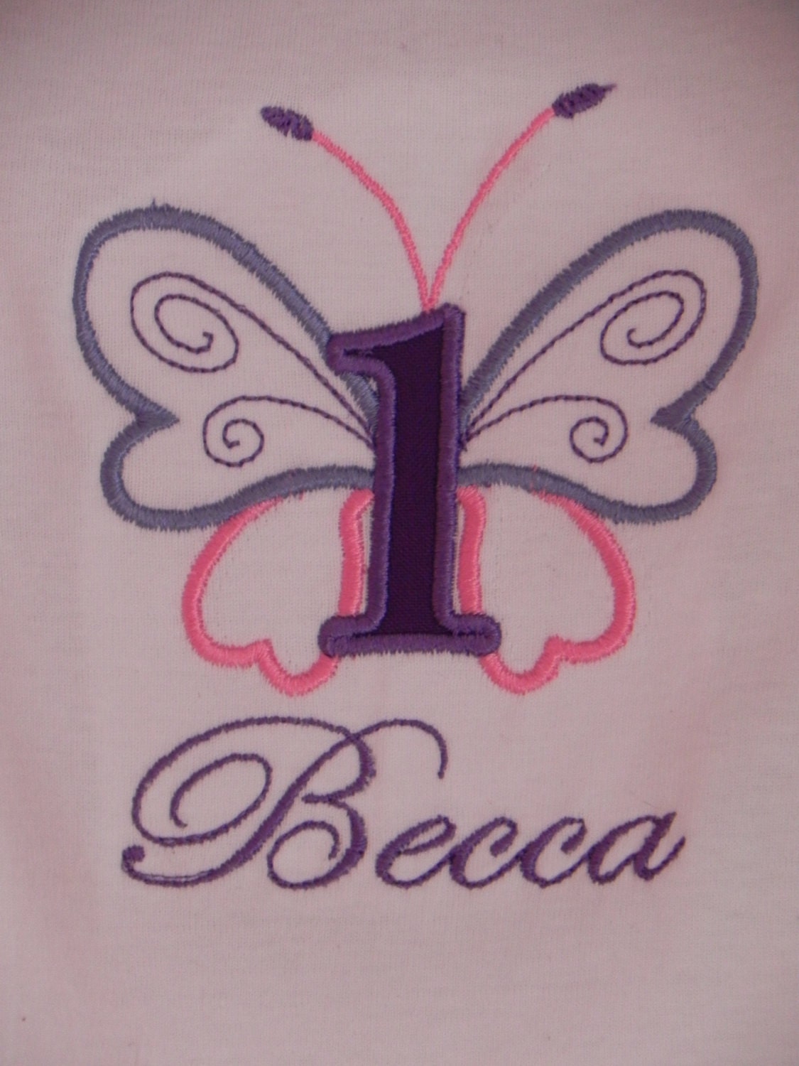 Butterfly Birthday - Embroidered BUTTERFLY Themed Bodysuit - w/Child's Name - ANY COLOR