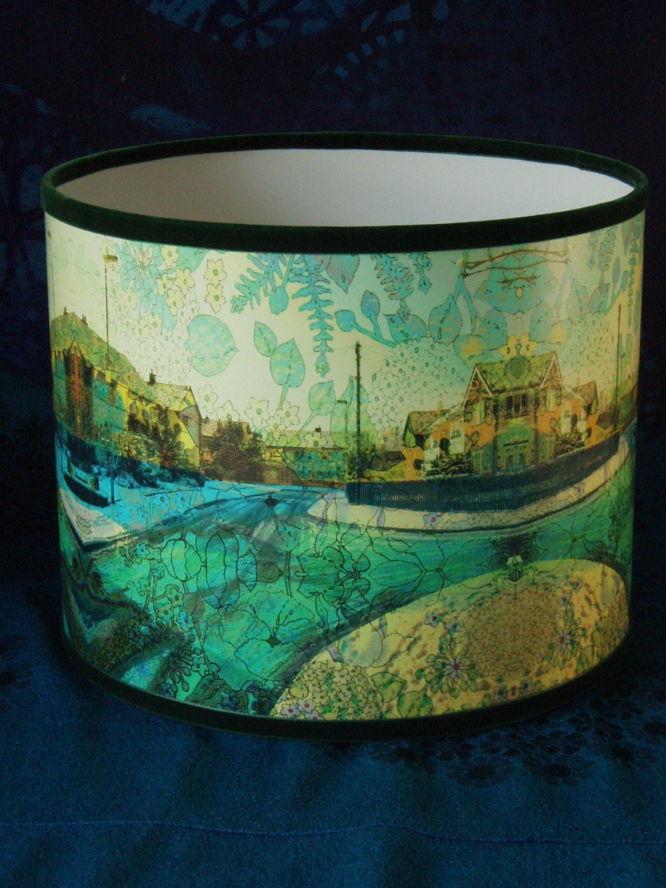 Buddleia of Suburbia - Handmade Lampshade with original digital artwork. 30cm diameter (See other listings for more sizes)