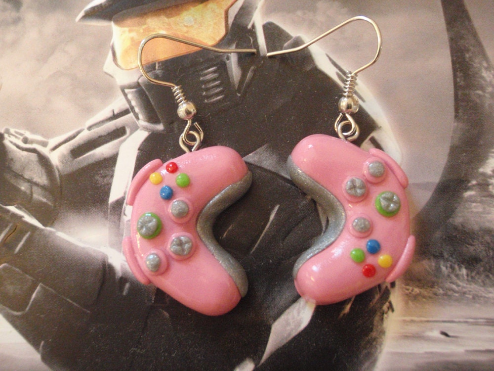 Pink Xbox 360 Controller Earrings