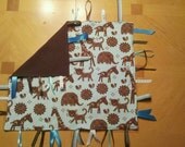 Double Sided Jungle Animals Flannel Taggie Blanket w/ Clip