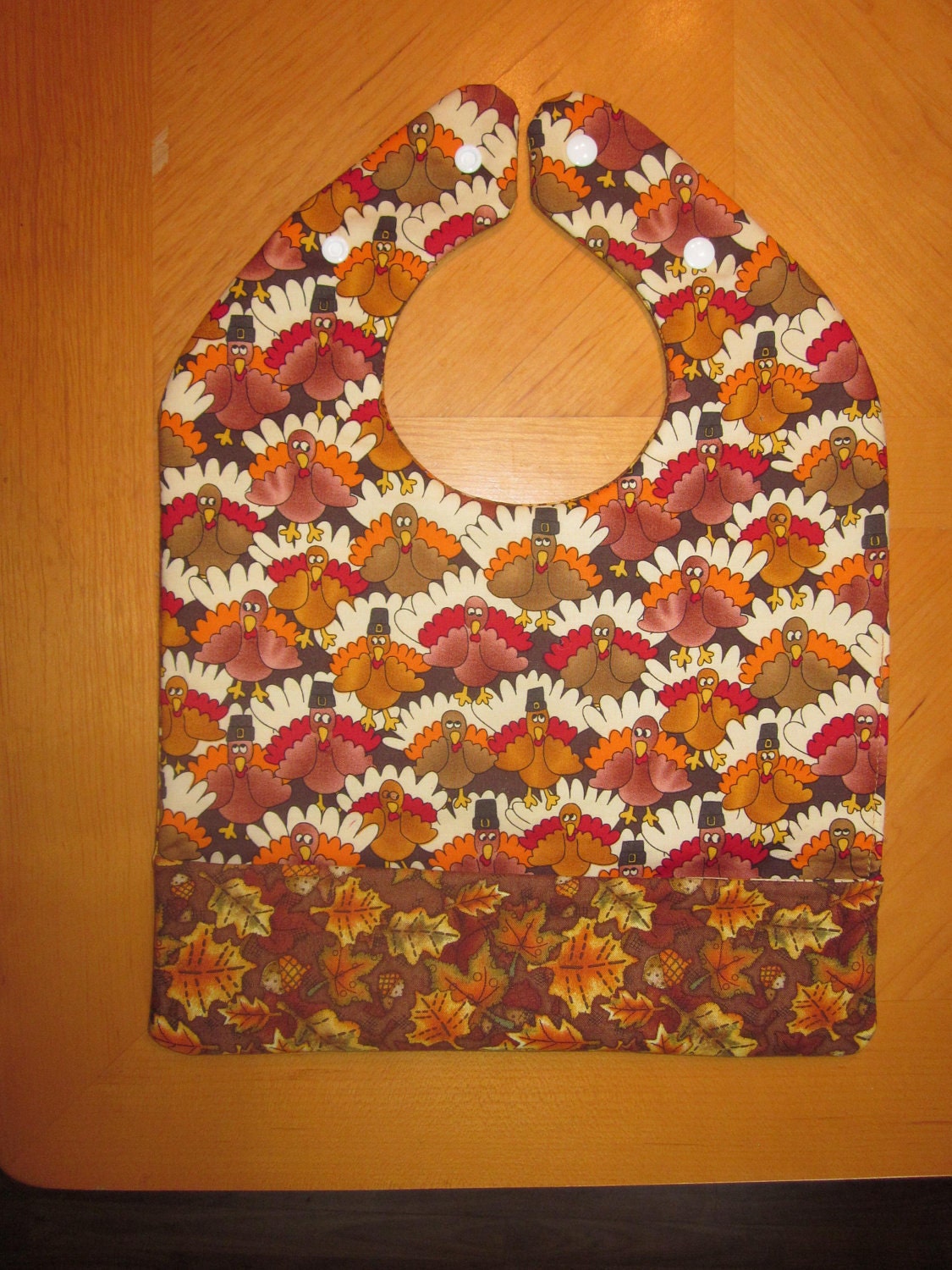 Reversible Double-Sided Pocket Bib - Happy Harvest Thanksgiving- ON SALE