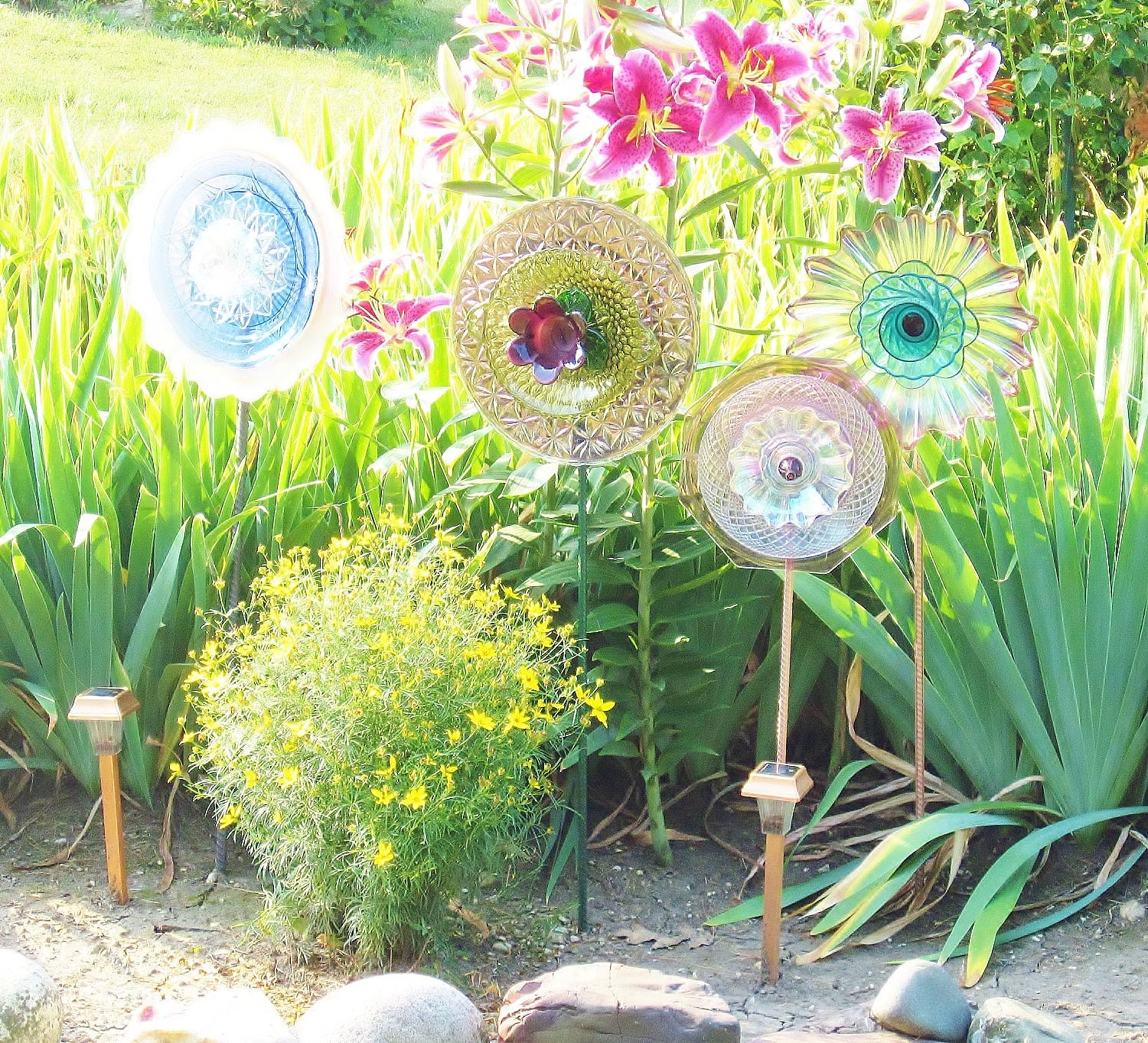 Blue Garden Art Yard Suncatcher UpCycled RePurposed Glass OCEANA