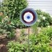 SALE Garden Art Glass Yard Stake Red White Blue Outdoor Decor UpCycled ReCycled