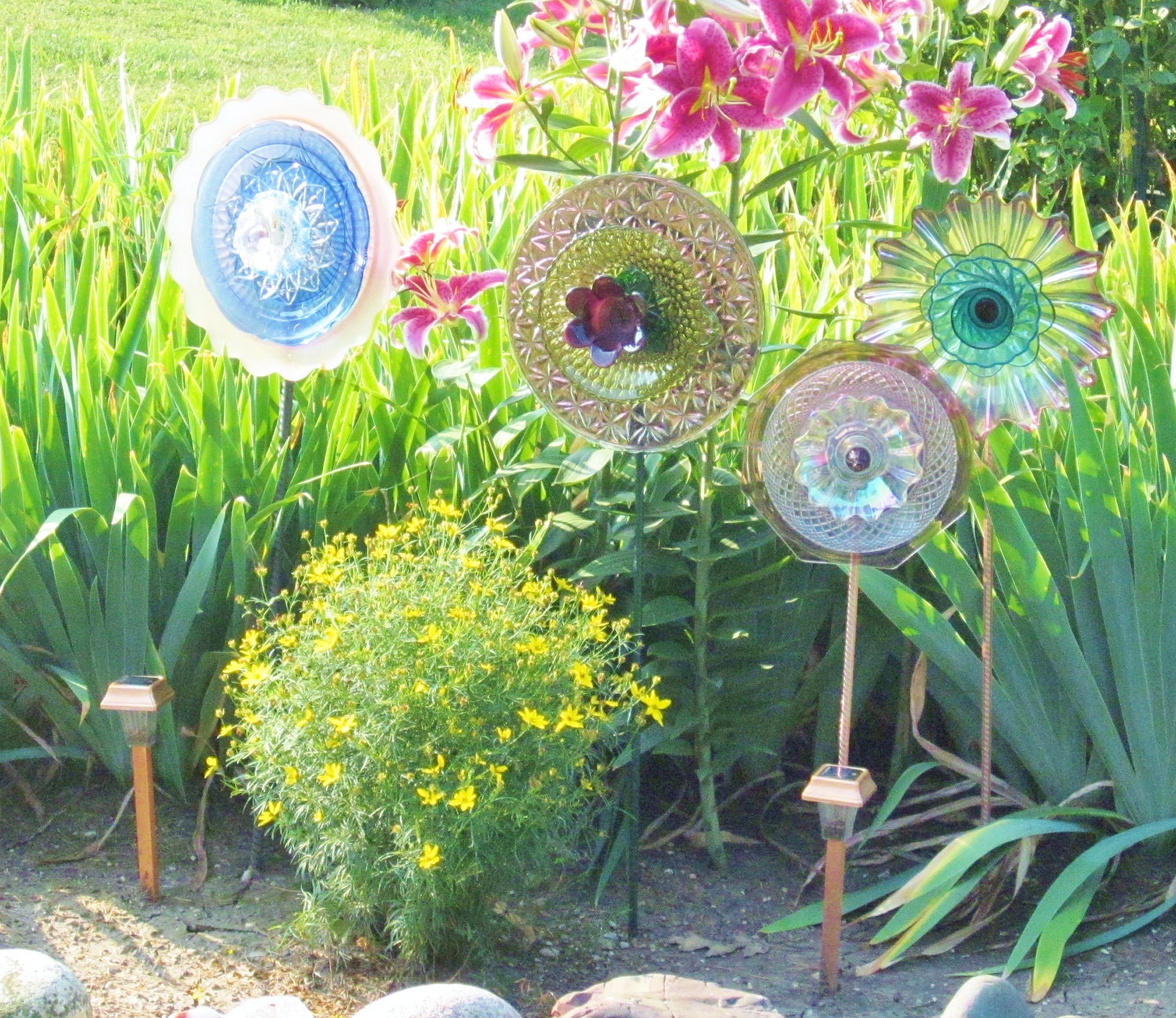 SALE Recycled Glass Garden Yard Art Outdoor Decor by jarmfarm