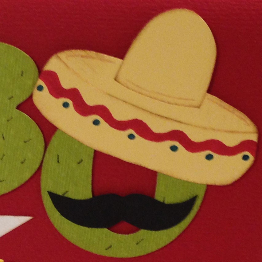 Fiesta birthday invitations - Mexican Fiesta theme / custom numbers, sombrero and moustache