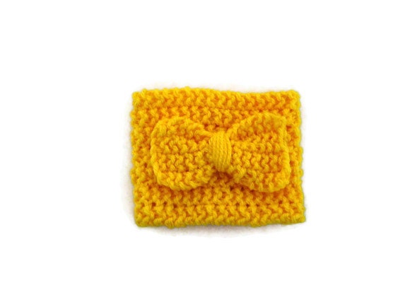 Yellow Coffee Cozy with Bow, Knit Coffee Cozy, Sunny Yellow