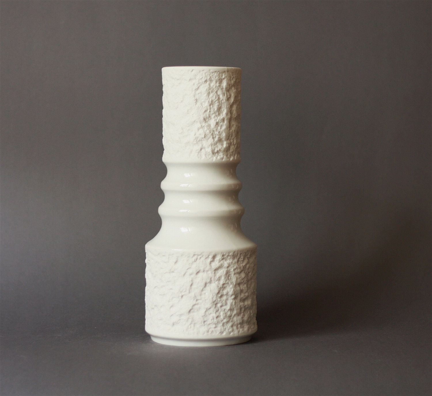 Tall White Matte and Glossy Porcelain German Mod Vase
