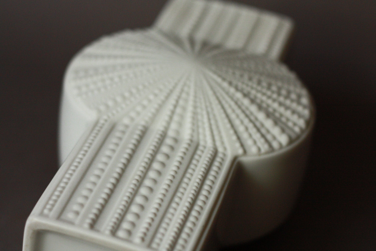 ON SALE Vintage Op Art White Matte Porcelain Vase Sea Urchin Shell Relief By Heinrich
