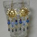 Gold Earrings Chandelier Earrings with Blue Beads