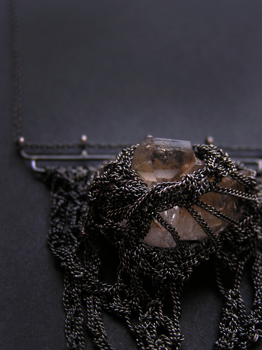 herkimer quartz diamond crochet necklace