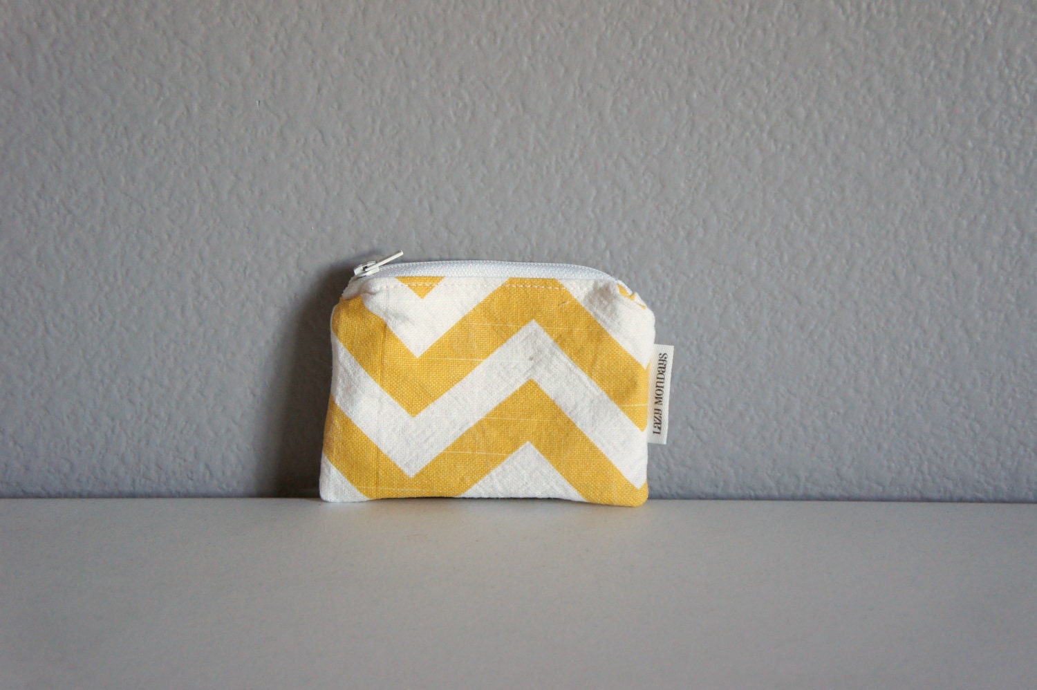 Chevron Mini Zip Pouch - Yellow and White