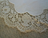 Antique Small Lace Doily with Human Faces Early 1900s Rare