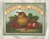 Vintage Fruit of the Loom Antique Chromolith Crate Box Label 1919