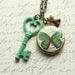 Butterfly Locket Necklace, Skeleton Key, Verdigris Patina, Woodland, Green, Spring Jewelry, Enchanted, Whimsy
