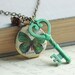 Butterfly Locket Necklace, Skeleton Key, Verdigris Patina, Woodland, Green, Spring Jewelry, Enchanted, Whimsy