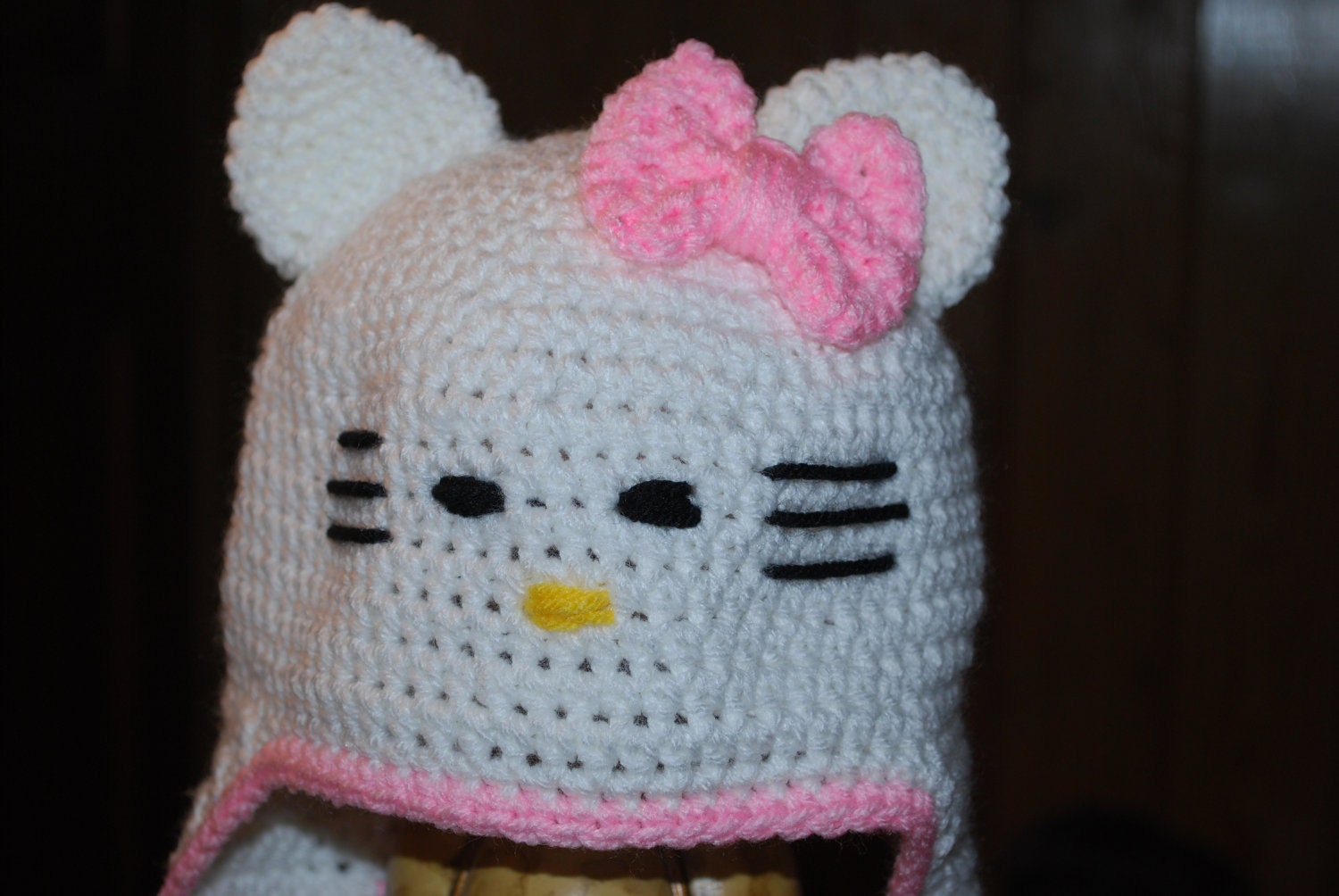 Hello Kitty Earflap Beanie Hat/Photography Prop/Baby Shower Gift--Choose Size